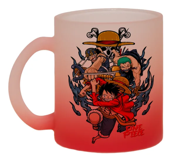 One Piece — Κούπα γυάλινη δίχρωμη με βάση το κόκκινο ματ, 330ml