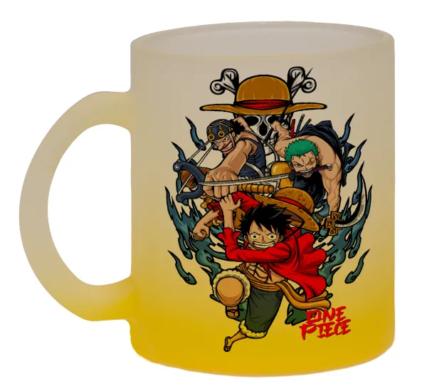 One Piece — Two-tone glass mug with matte yellow base, 330ml