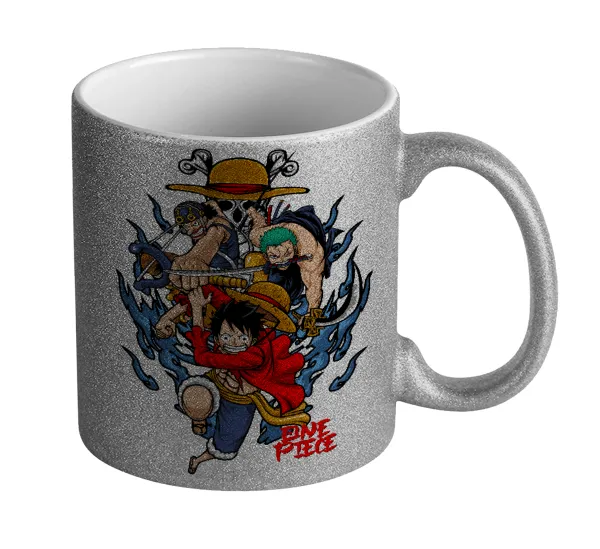 One Piece — Silver glitter mug that sparkles, ceramic, 330ml
