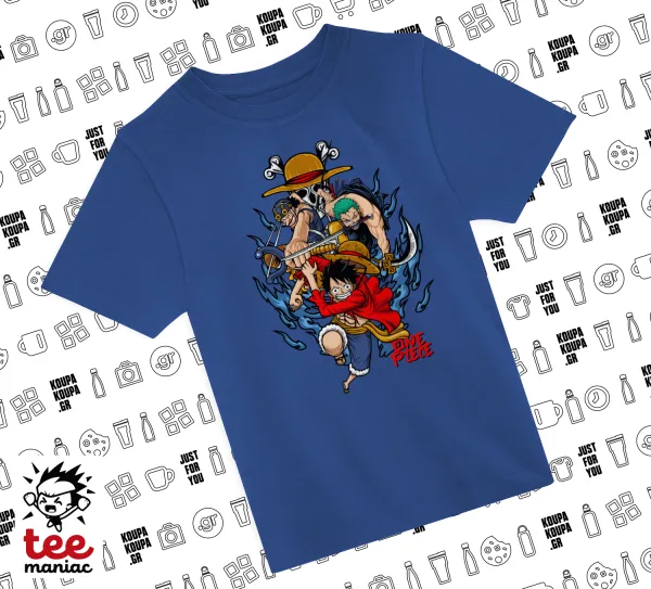One Piece — ΜΠΛΕ Παιδικό T-Shirt από 100% βαμβάκι, για κάθε μέρα. Vegan & OEKO-TEX πιστοποιημένο.