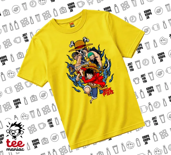 One Piece — Κίτρινο Άνετο παιδικό T-Shirt από 100% βαμβάκι, για κάθε μέρα. Vegan & OEKO-TEX πιστοποιημένο.