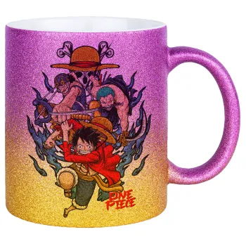 One Piece, Κούπα Χρυσή/Ροζ Glitter, κεραμική, 330ml