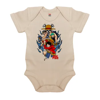 One Piece, Βρεφικό φορμάκι μωρού, 0-18 μηνών, Natural (Εκρού), 100% Organic Cotton, κοντομάνικο