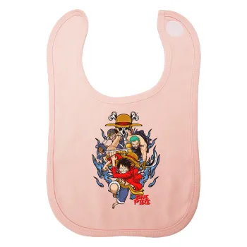 One Piece, Σαλιάρα με Σκρατς ΡΟΖ 100% Organic Cotton (0-18 months)