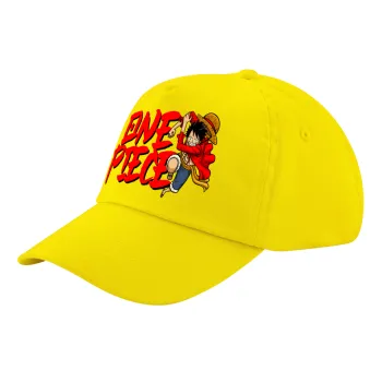 One Piece, Καπέλο παιδικό Baseball, 100% Βαμβακερό Twill, Κίτρινο (ΒΑΜΒΑΚΕΡΟ, ΠΑΙΔΙΚΟ, UNISEX, ONE SIZE)
