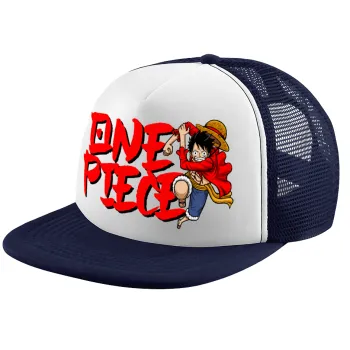One Piece, Καπέλο Ενηλίκων Soft Trucker με Δίχτυ Dark Blue/White (POLYESTER, ΕΝΗΛΙΚΩΝ, UNISEX, ONE SIZE)