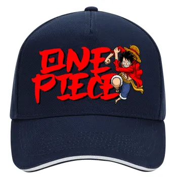 One Piece, DRILL Καπέλο Ενηλίκων Ultimate ΜΠΛΕ/ΛΕΥΚΟ, (100% ΒΑΜΒΑΚΕΡΟ, ΕΝΗΛΙΚΩΝ, UNISEX, ONE SIZE)