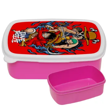 One Piece, ΡΟΖ παιδικό δοχείο φαγητού (lunchbox) πλαστικό (BPA-FREE) Lunch Βox M18 x Π13 x Υ6cm