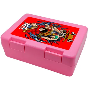 One Piece, Παιδικό δοχείο κολατσιού ΡΟΖ 185x128x65mm (BPA free πλαστικό)