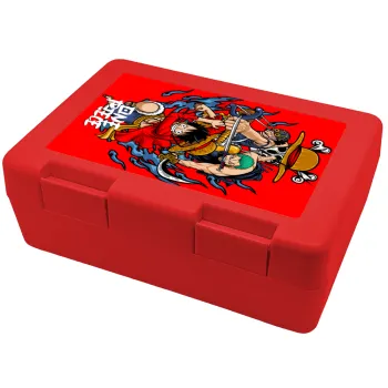One Piece, Παιδικό δοχείο κολατσιού ΚΟΚΚΙΝΟ 185x128x65mm (BPA free πλαστικό)
