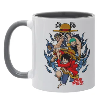 One Piece, Κούπα χρωματιστή γκρι, κεραμική, 330ml