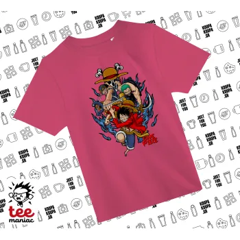 One Piece, ΡΟΖ παιδικό T-Shirt από 100% βαμβάκι, για κάθε μέρα. Vegan & OEKO-TEX πιστοποιημένο.