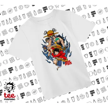One Piece, Άνετο παιδικό T-Shirt ΛΕΥΚΟ από 100% βαμβάκι, για κάθε μέρα. Vegan & OEKO-TEX πιστοποιημένο.