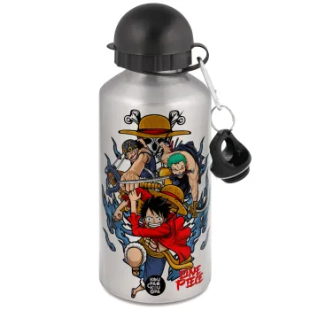 One Piece, Μεταλλικό παγούρι νερού, Ασημένιο, αλουμινίου 500ml