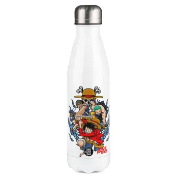 One Piece, Μεταλλικό παγούρι θερμός Λευκό (Stainless steel), διπλού τοιχώματος, 500ml