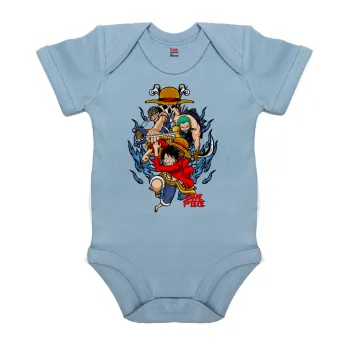 One Piece, Βρεφικό φορμάκι μωρού, 0-18 μηνών, Μπλε, 100% Organic Cotton, κοντομάνικο