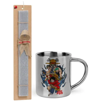 One Piece, Πασχαλινή Λαμπάδα με μεταλλική κούπα θερμό (300ml) & κερί αρωματικό πλακέ (30cm) (ΓΚΡΙ)