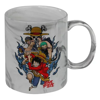 One Piece, Κούπα κεραμική, marble style (μάρμαρο), 330ml