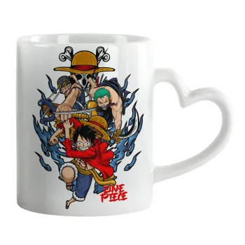 One Piece, Κούπα καρδιά χερούλι λευκή, κεραμική, 330ml