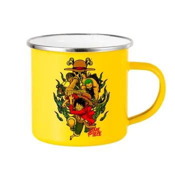 One Piece, Κούπα Μεταλλική εμαγιέ Κίτρινη 360ml