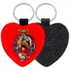 Μπρελόκ PU δερμάτινο glitter καρδιά ΜΑΥΡΟ