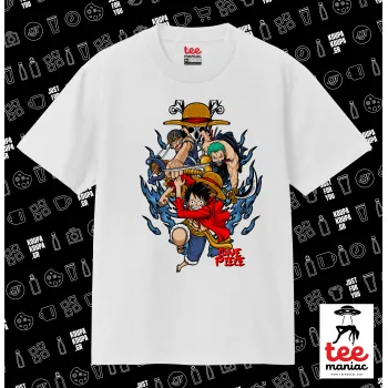 One Piece, Κλασικό T-Shirt, διπλής ραφής, χωρίς πλευρικές ραφές ΛΕΥΚΟ από 100% βαμβάκι. Vegan & OEKO-TEX πιστοποιημένο.