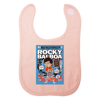 Rocky Balboa, Σαλιάρα με Σκρατς ΡΟΖ 100% Organic Cotton (0-18 months)