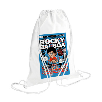 Rocky Balboa, Τσάντα πλάτης πουγκί GYMBAG λευκή (28x40cm)