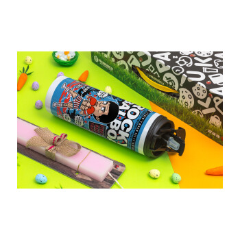 Rocky Balboa, Πασχαλινή Λαμπάδα με Travel Tumbler θερμό με διπλό καπάκι (600ml, BPA free) & κερί αρωματικό πλακέ (30cm) (ΡΟΖ)