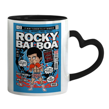Rocky Balboa, Mug heart black handle, ceramic, 330ml