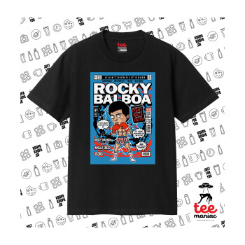 Rocky Balboa, Κλασικό T-Shirt, διπλής ραφής, χωρίς πλευρικές ραφές ΜΑΥΡΟ από 100% βαμβάκι. Vegan & OEKO-TEX πιστοποιημένο.
