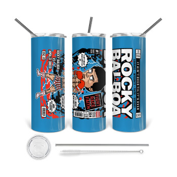 Rocky Balboa, Tumbler stainless steel 600ml, with metal straw & cleaning brush