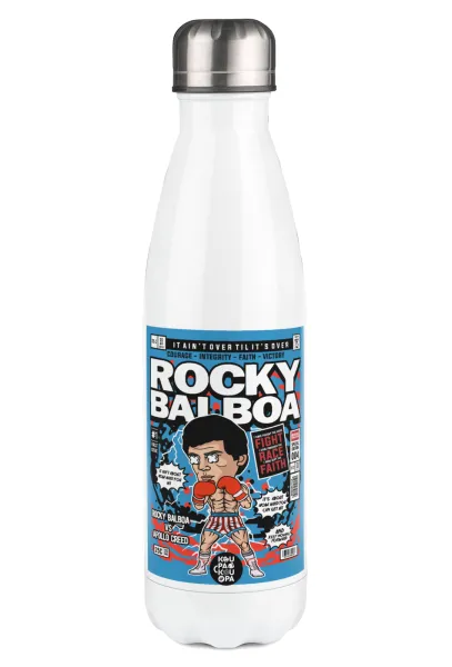 Rocky Balboa — Μεταλλικό παγούρι θερμός Λευκό (Stainless steel), διπλού τοιχώματος, 500ml
