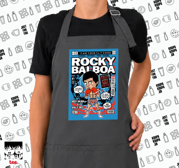 Rocky Balboa — GREY Ποδιά μαγειρικής μακριά Σεφ με τσέπες (ΕΝΗΛΙΚΩΝ, ΓΚΡΙ)