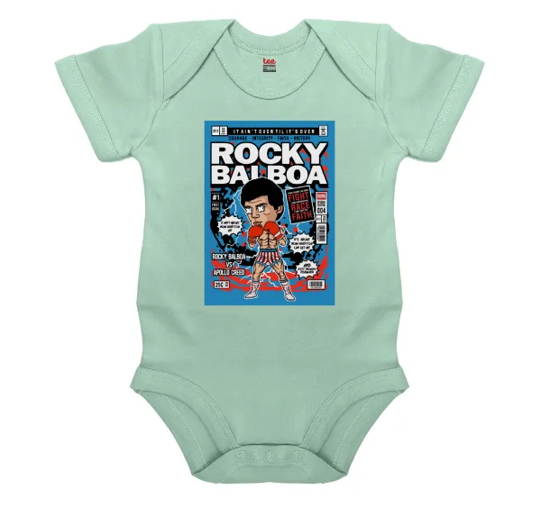 Rocky Balboa — Βρεφικό φορμάκι μωρού, 0-18 μηνών, mint, 100% Organic Cotton, κοντομάνικο