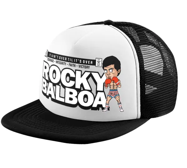 Rocky Balboa — Καπέλο παιδικό Soft Trucker με Δίχτυ ΜΑΥΡΟ/ΛΕΥΚΟ (POLYESTER, ΠΑΙΔΙΚΟ, ONE SIZE)