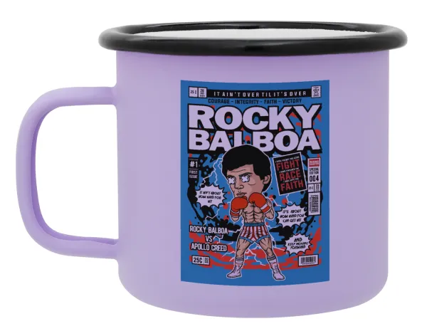 Rocky Balboa — Metal enamel mug, matte light pastel purple, 360ml