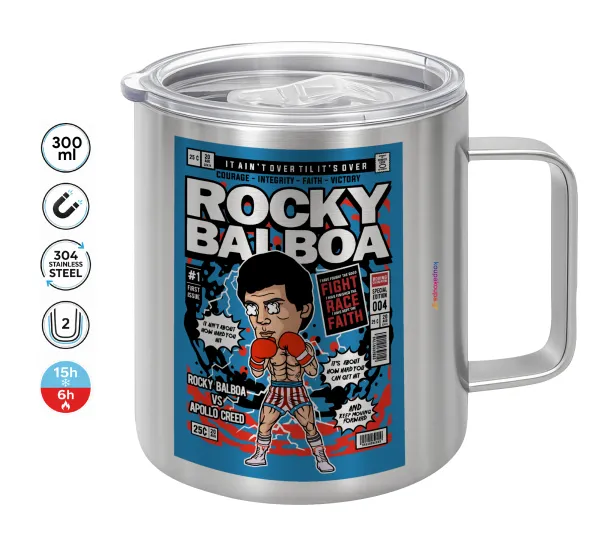 Rocky Balboa — Κούπα Ανοξείδωτη διπλού τοιχώματος 300ml με καπάκι διατήρησης θερμοκρασίας