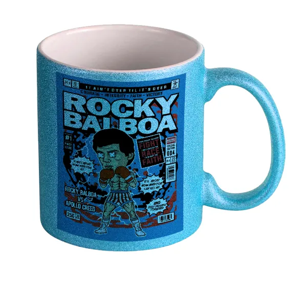 Rocky Balboa — Κούπα Σιέλ Glitter που γυαλίζει, κεραμική, 330ml