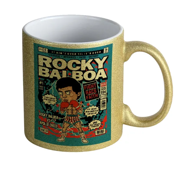 Rocky Balboa — Κούπα Χρυσή Glitter που γυαλίζει, κεραμική, 330ml