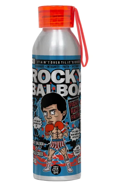 Rocky Balboa — Αλουμινένιο Αθλητικό Μπουκάλι 650ml – Ασημί με Κόκκινο Καπάκι και Λουράκι Σιλικόνης