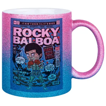 Rocky Balboa, Κούπα Χρυσή/Μπλε Glitter, κεραμική, 330ml