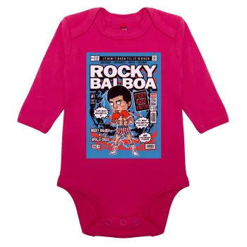 Rocky Balboa, Μακρυμάνικο βρεφικό φορμάκι, 0-18 μηνών, ΡΟΖ, 100% Organic Cotton