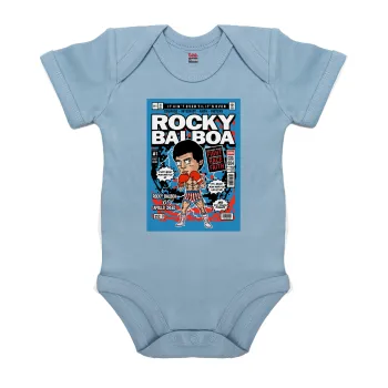 Rocky Balboa, Βρεφικό φορμάκι μωρού, 0-18 μηνών, Μπλε, 100% Organic Cotton, κοντομάνικο