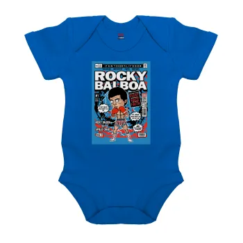 Rocky Balboa, Βρεφικό φορμάκι μωρού, Μπλε Κοβαλτίου, 100% Organic Cotton, κοντομάνικο