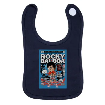 Rocky Balboa, Σαλιάρα με Σκρατς 100% Organic Cotton Μπλε (0-18 months)