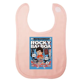Rocky Balboa, Σαλιάρα με Σκρατς ΡΟΖ 100% Organic Cotton (0-18 months)