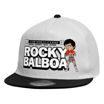 Rocky Balboa, Καπέλο παιδικό Flat Snapback, Λευκό (100% ΒΑΜΒΑΚΕΡΟ, ΠΑΙΔΙΚΟ, UNISEX, ONE SIZE)