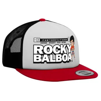Rocky Balboa, Καπέλο Ενηλίκων Foam Flat Snapback με Δίχτυ Κόκκινο-Λευκό-Μαύρο (POLYESTER, ΕΝΗΛΙΚΩΝ, UNISEX, ONE SIZE)