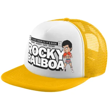 Rocky Balboa, Καπέλο Ενηλίκων Soft Trucker με Δίχτυ Κίτρινο/White (POLYESTER, ΕΝΗΛΙΚΩΝ, UNISEX, ONE SIZE)